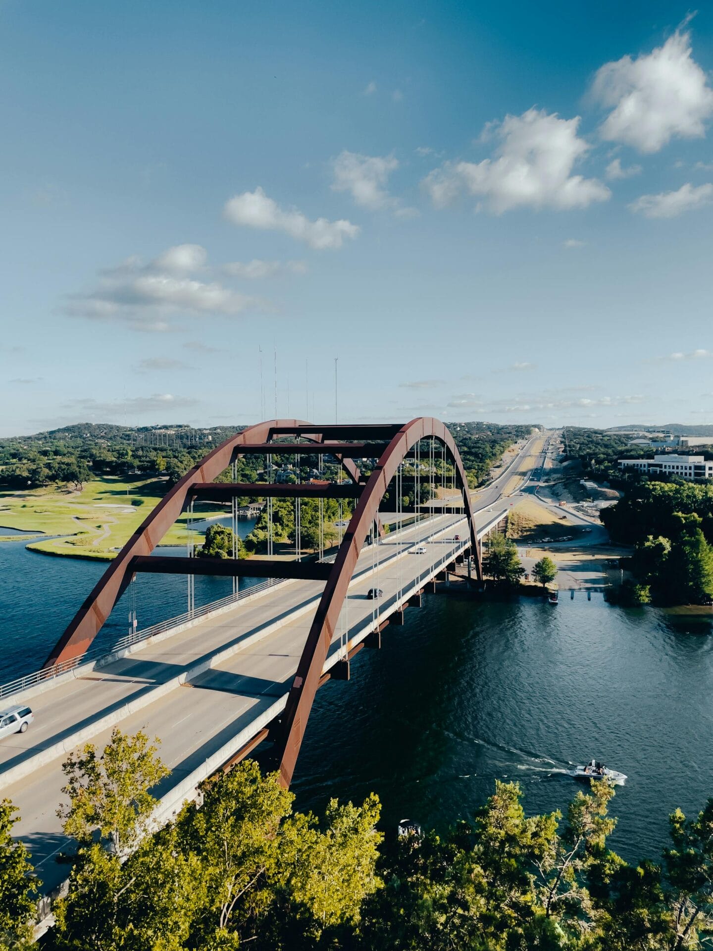 Aerial View of the Pennybacker Bridge in Austin, Texas