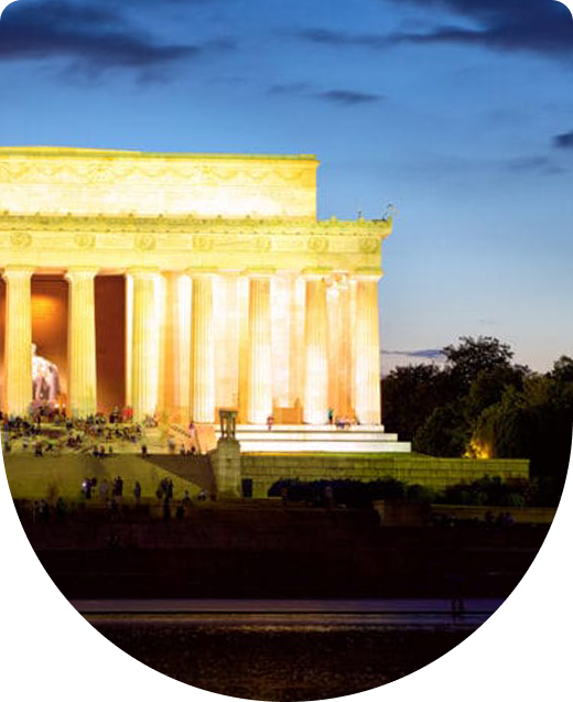 Lincoln Memorial illuminated at dusk