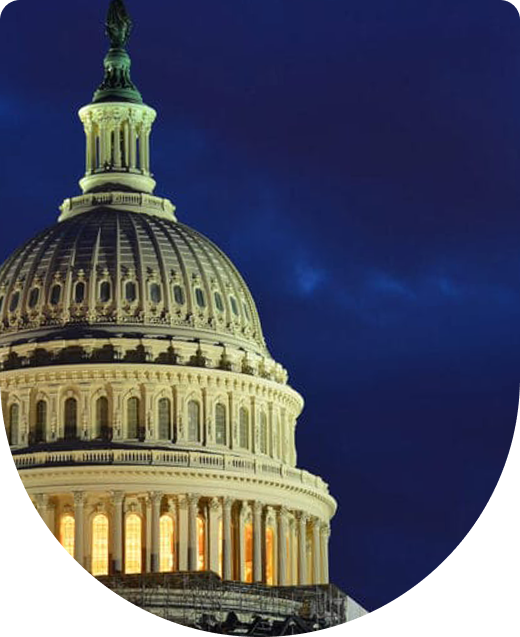 US Capitol dome at night